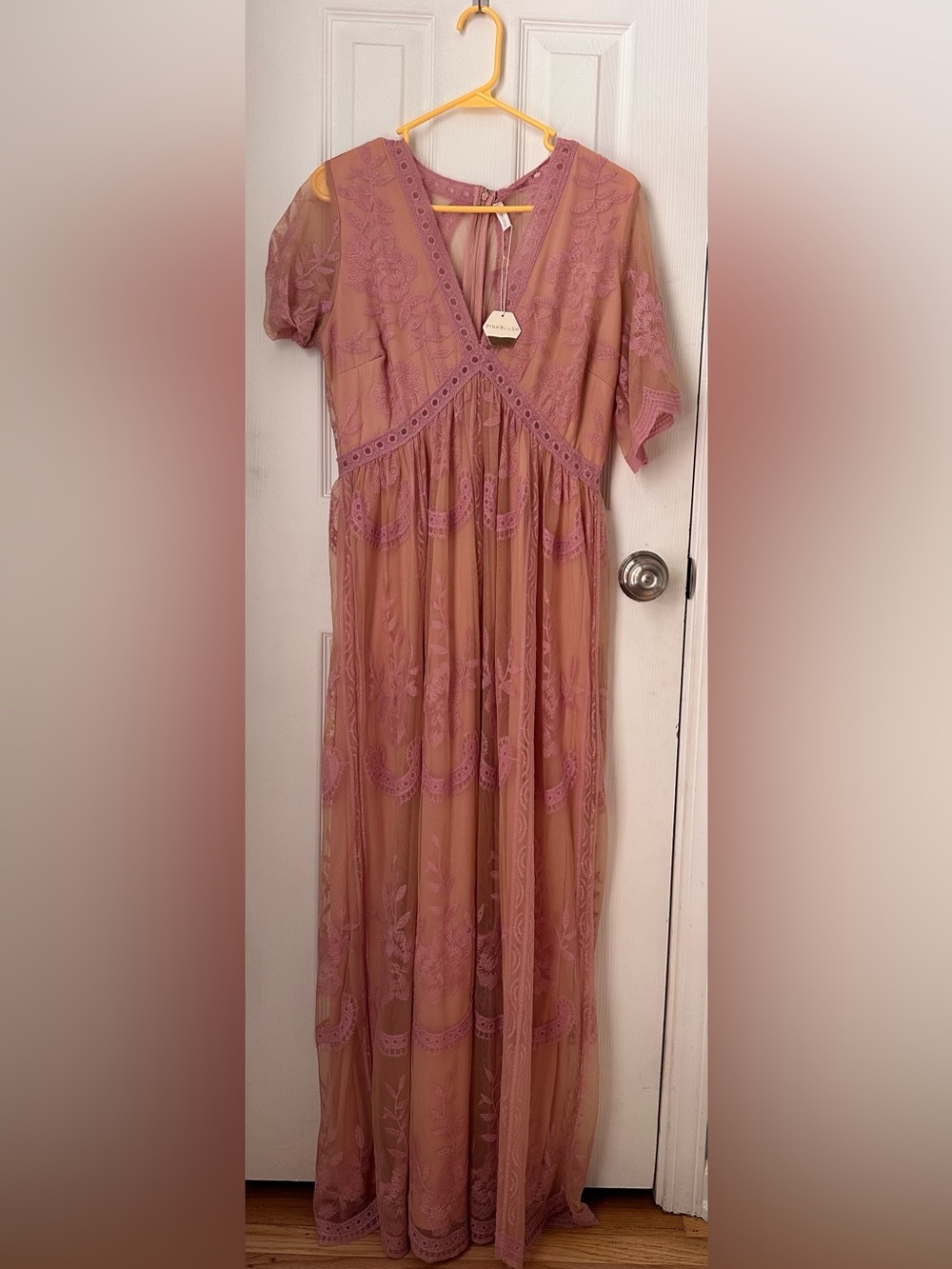 Pinkblush Rose Pink Embroidered Maternity Dress